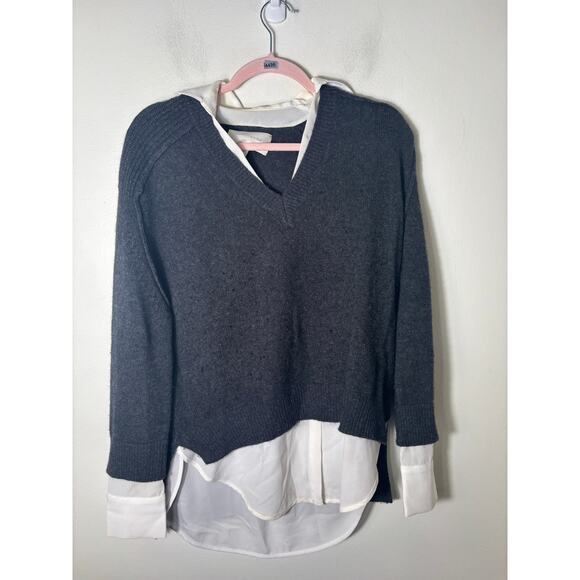 Brochu Walker Charcoal Gray Long Sleeve Layered Sweater Sz S - Picture 1 of 4